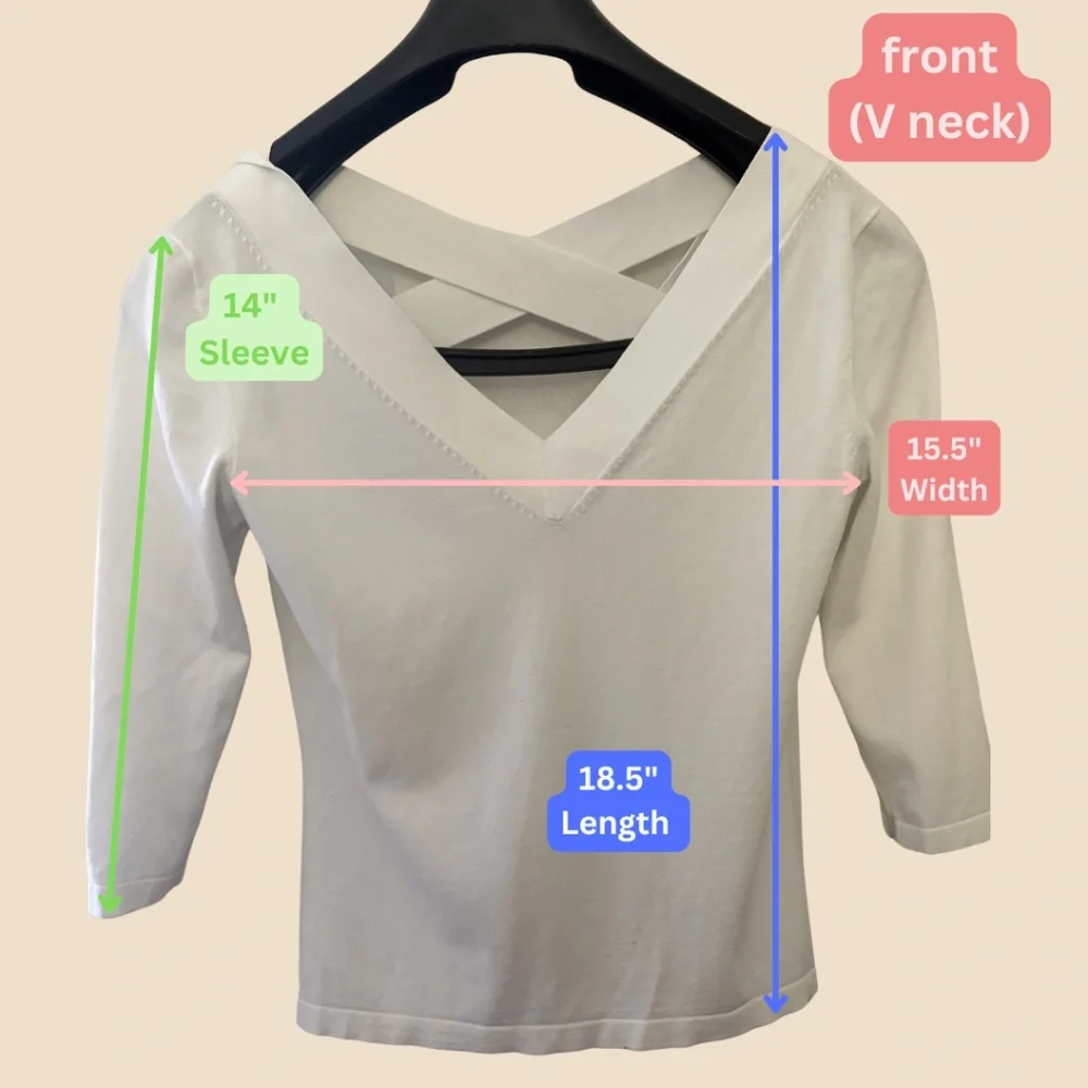 Lafayette 148 New York White Three-Quarter Sleeve Top, Size Small
